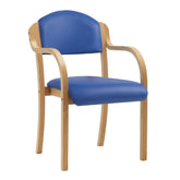Nautilus Designs Tahara Stackable Conference/Visitor Chair With Arms Blue Vinyl Padded Seat & Backrest and Beech Frame - DPA2050/A/BEBLV DD